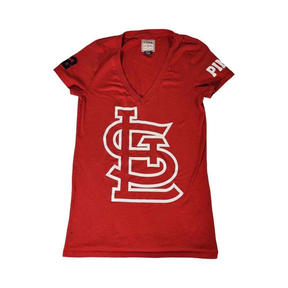 PINK‎ Victoria's Secret St Louis Cardinals MLB V-Neck Graphic T-Shirt Red Medium